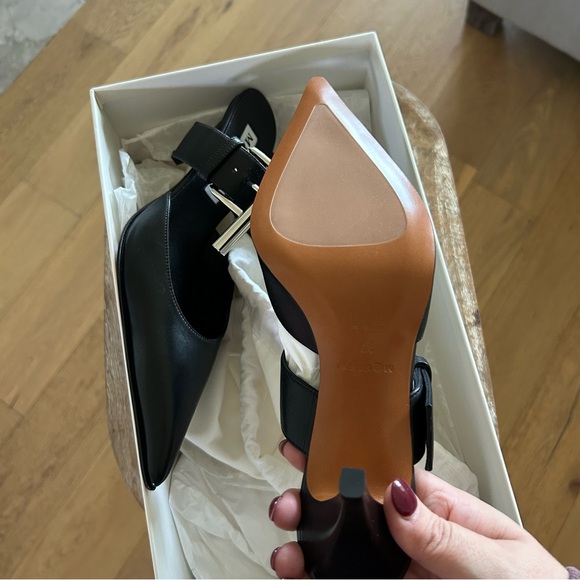 New Alexander McQueen Birdee T-Bar Leather Mules Heels - Picture 12 of 14